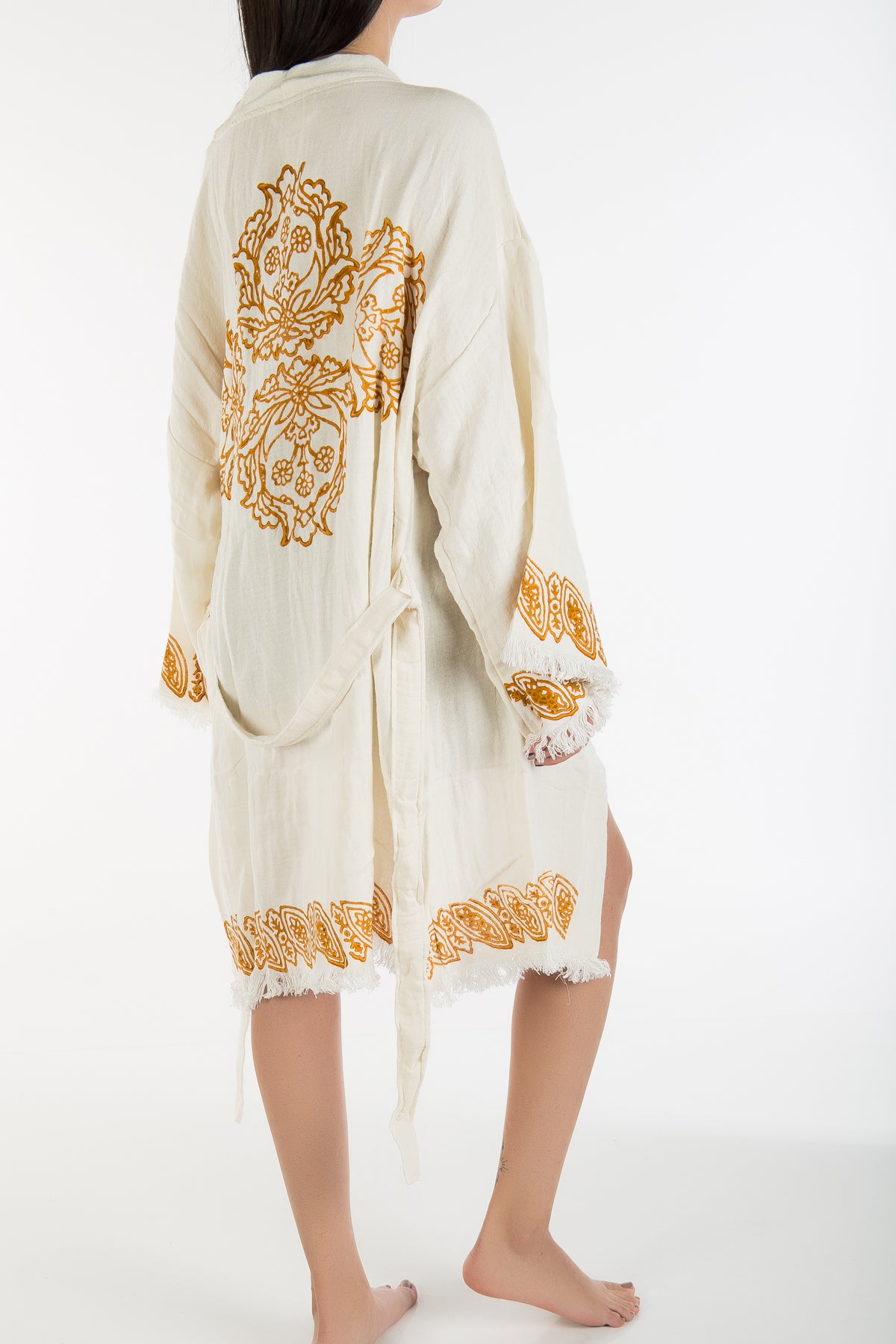 Rommy - Off-White Handmade Short Kimono