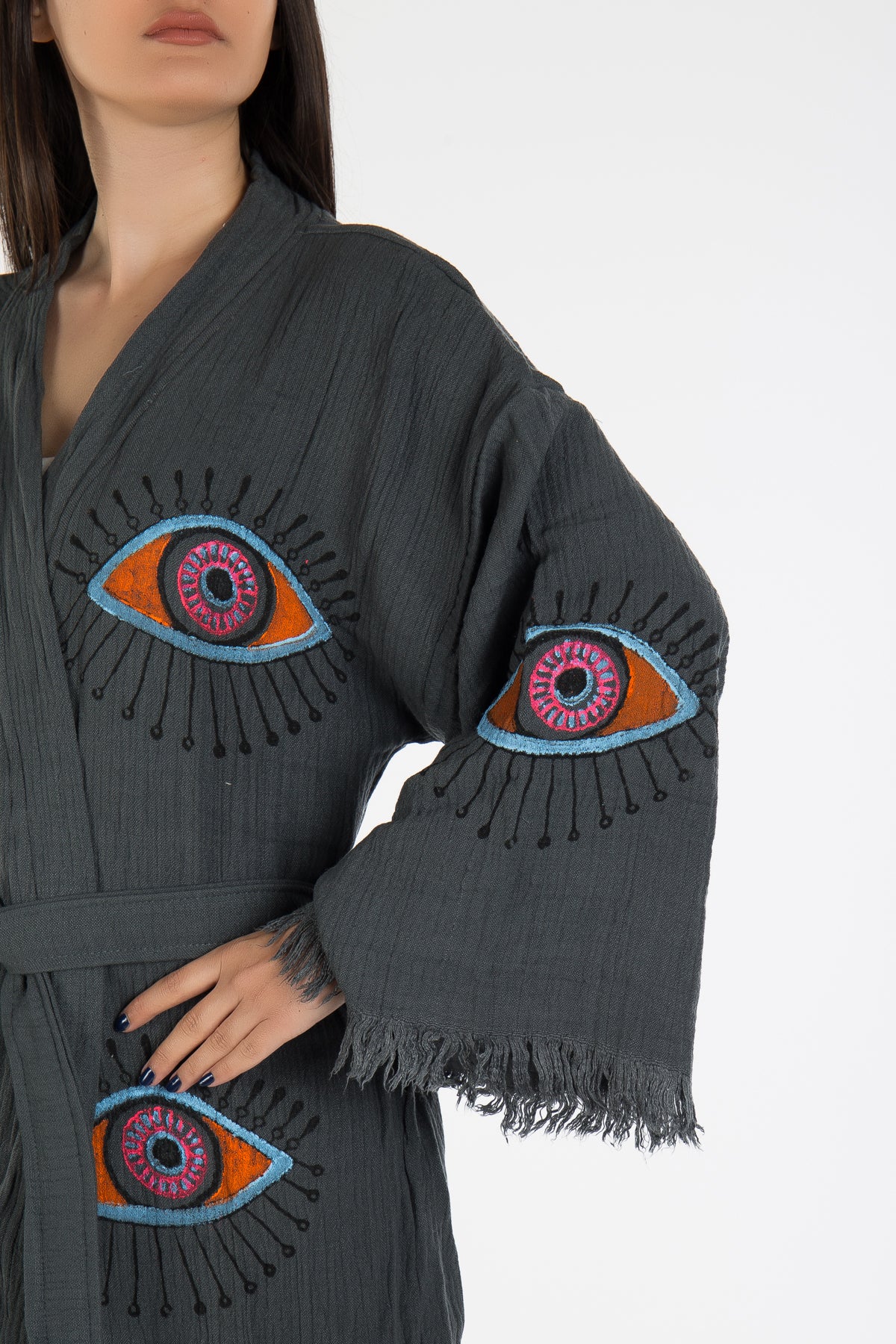 Aria - Dark Gray Handmade Kimono