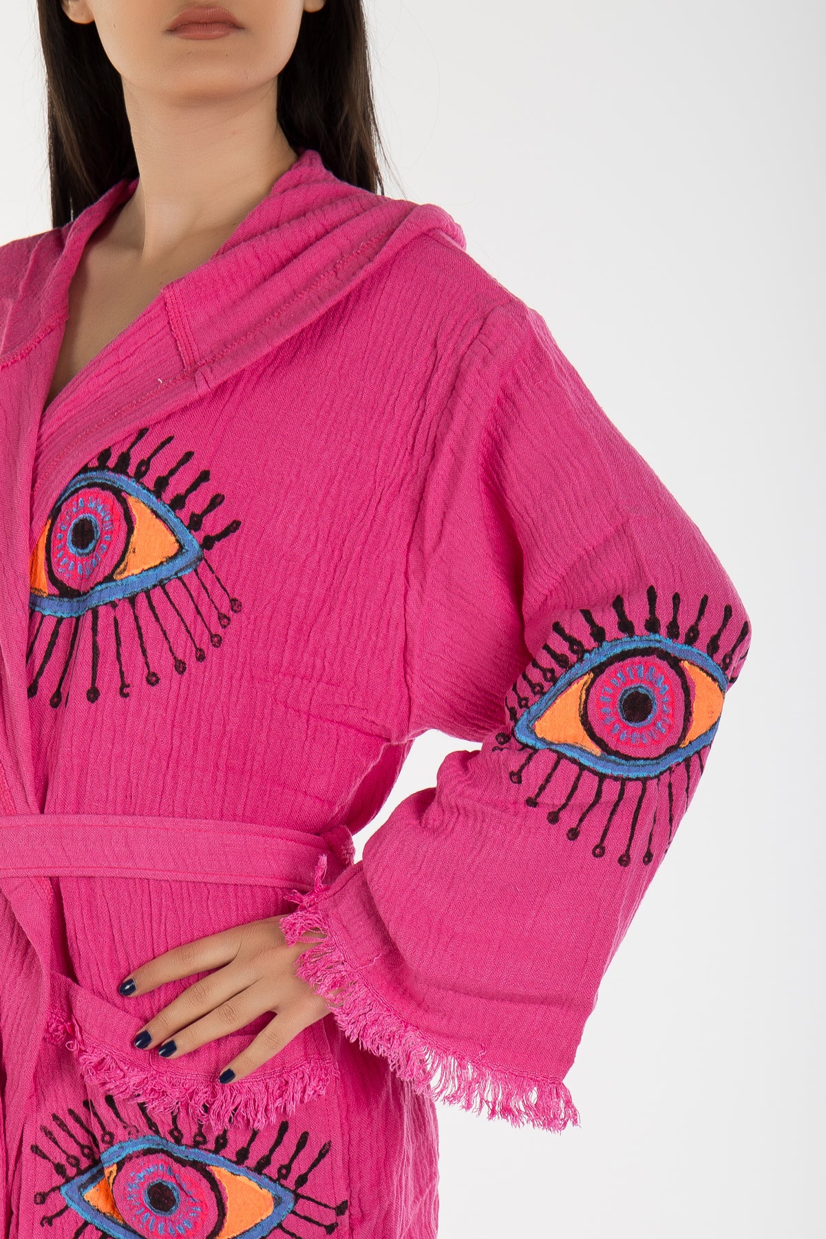 Imogen - Pink Handmade Hooded Kimono