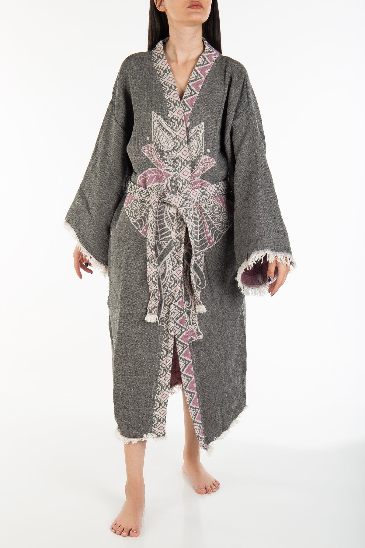 Astrid - Gray Elephant Handmade Kimono