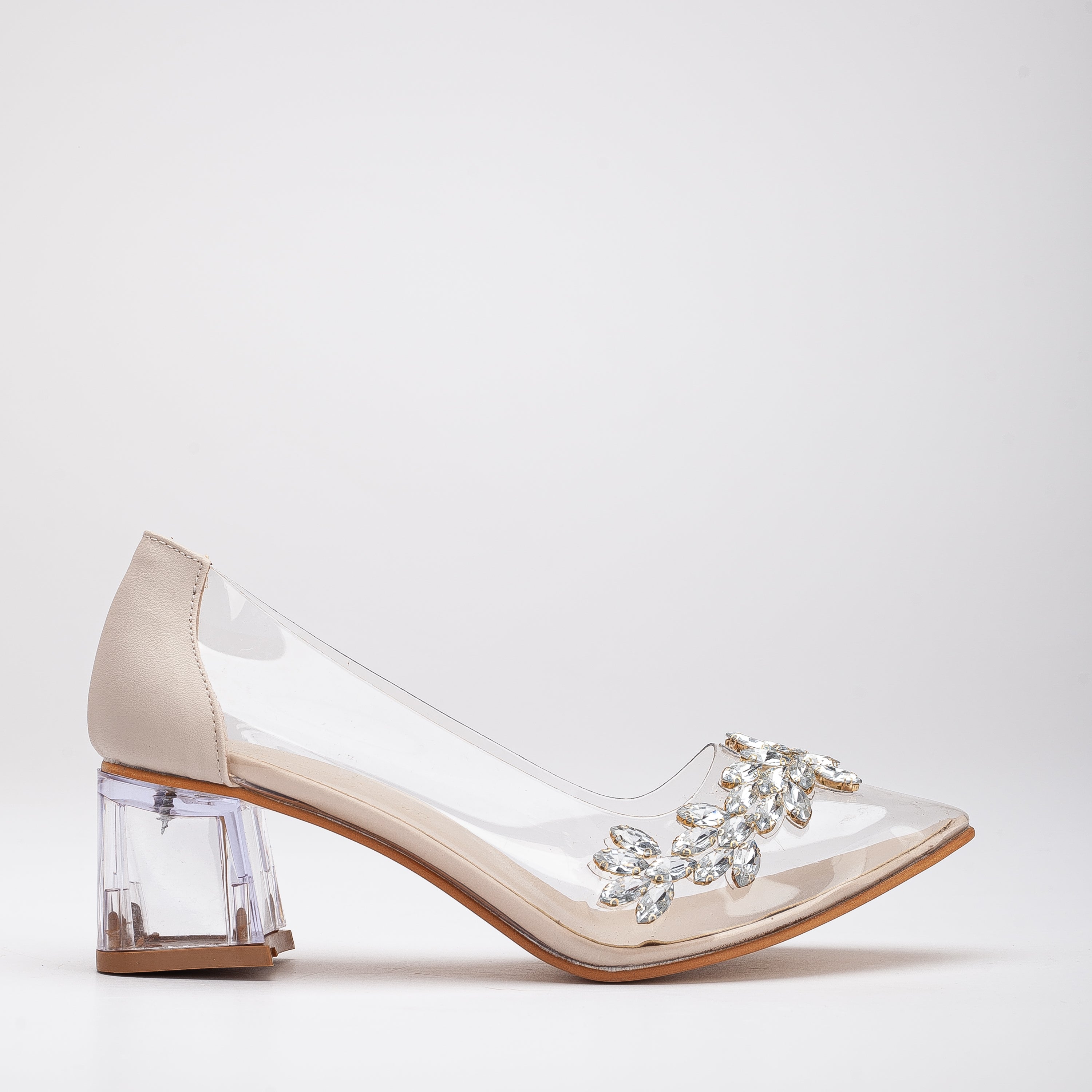 Cinderella transparent rhinestone nude heels, Transparent rhinestone heels with nude, Stylish Cinderella heels with rhinestones, Chic transparent heels with nude accents, Trendy rhinestone embellished nude heels, Fashionable Cinderella-inspired heels with rhinestones, Elegant transparent heels adorned with rhinestones and nude.