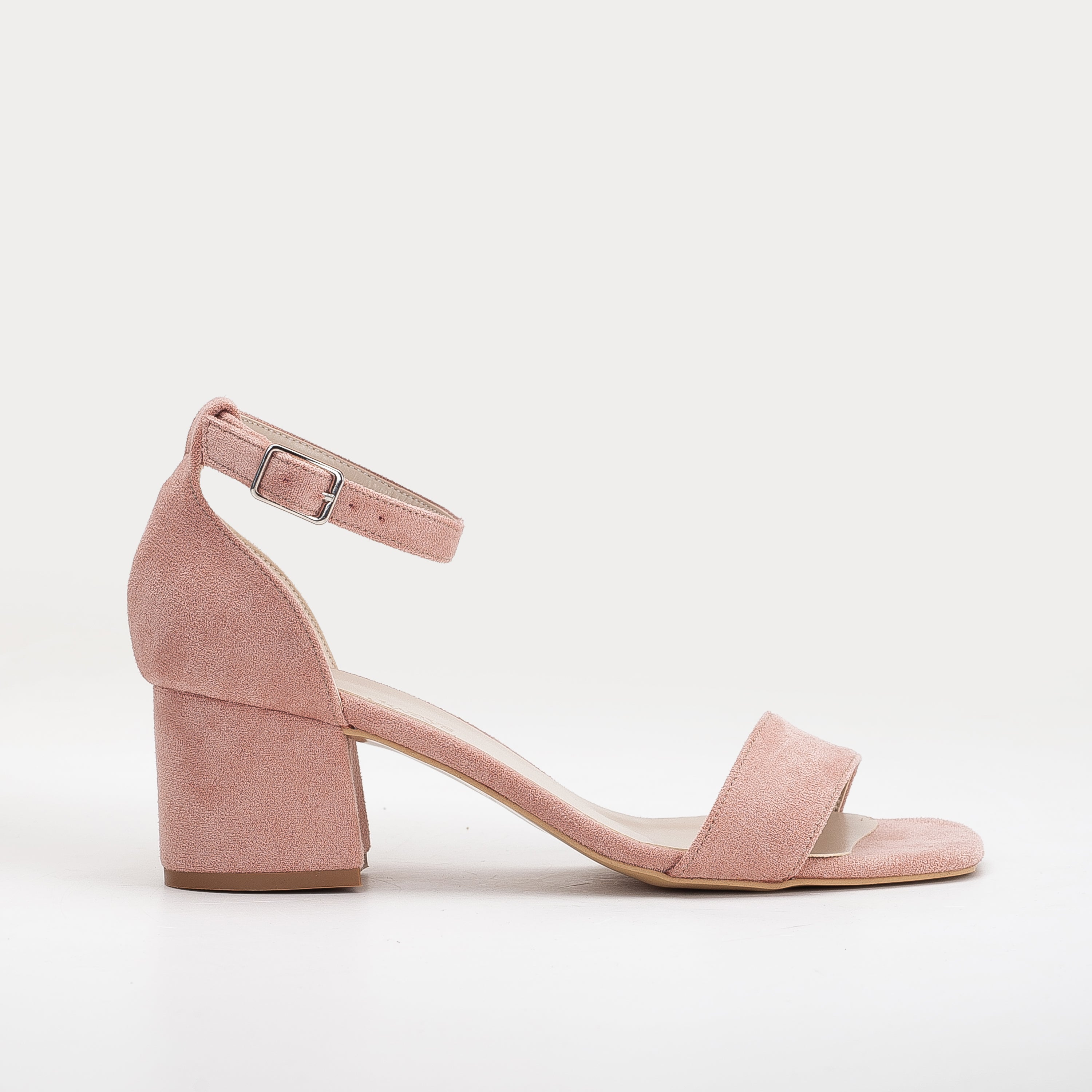 Illy - Dusty Pink Suede Sandals with Pearls