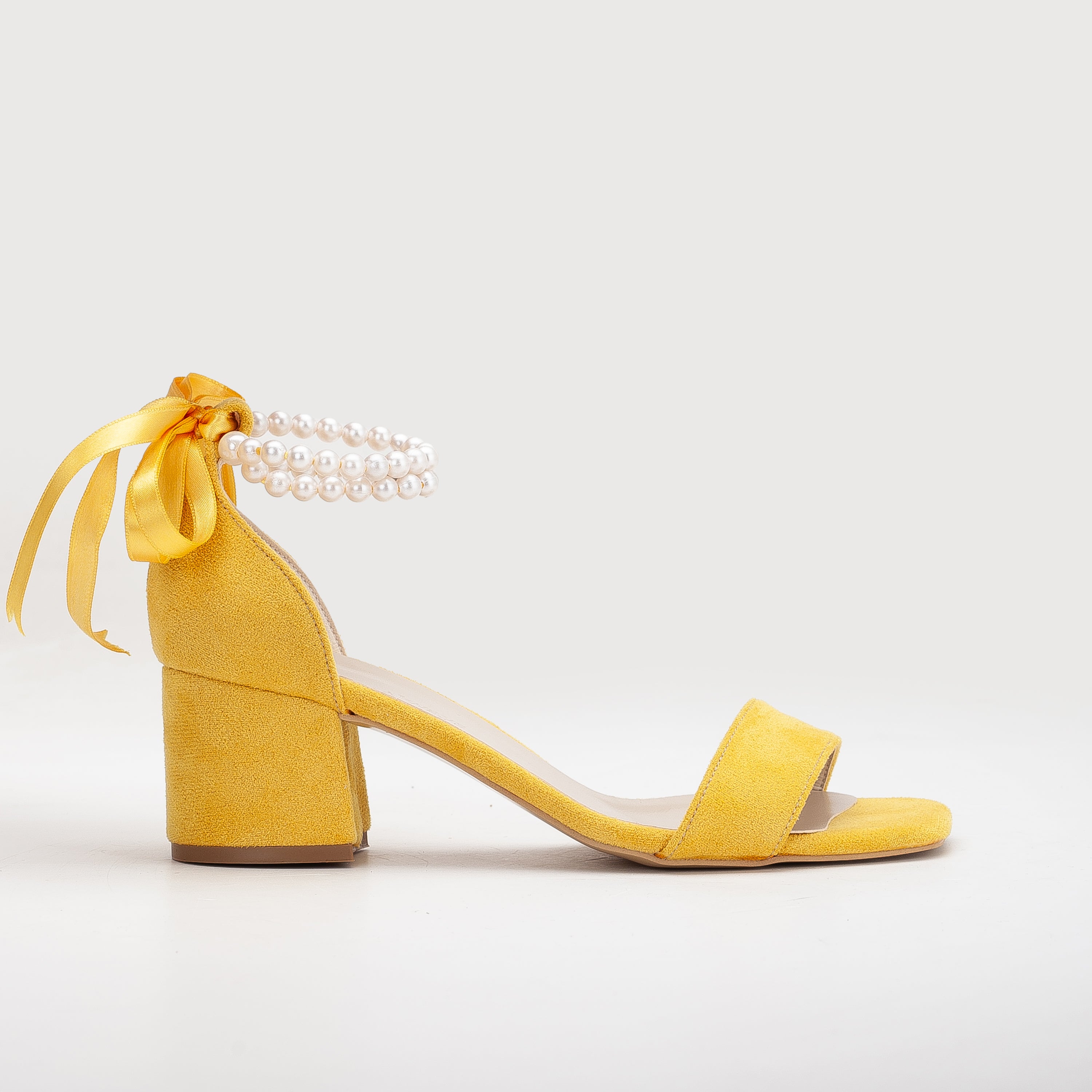 Illy - Mustard Yellow Sandals with Pearls