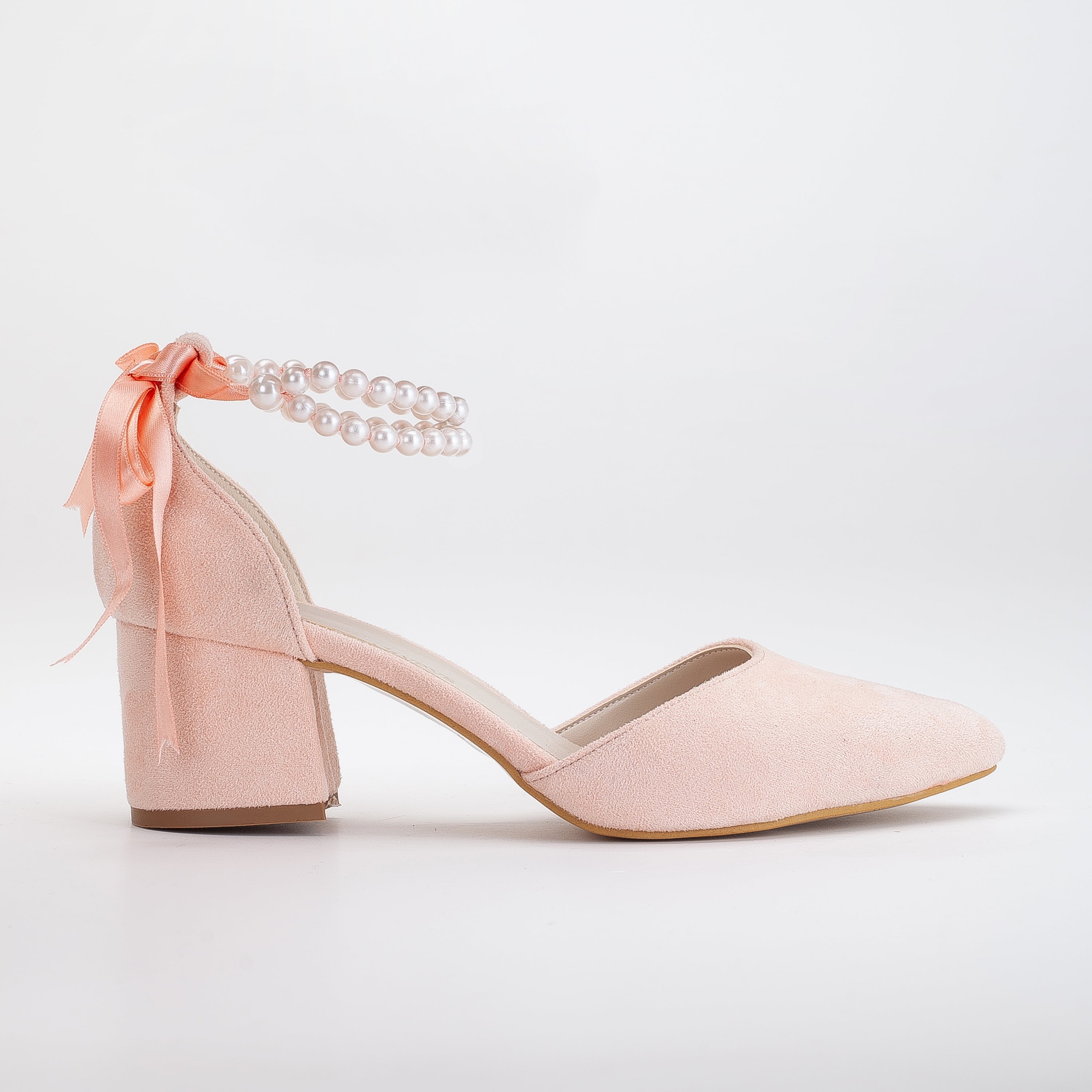 Miranda - Coral Pink Shoes with Pearls