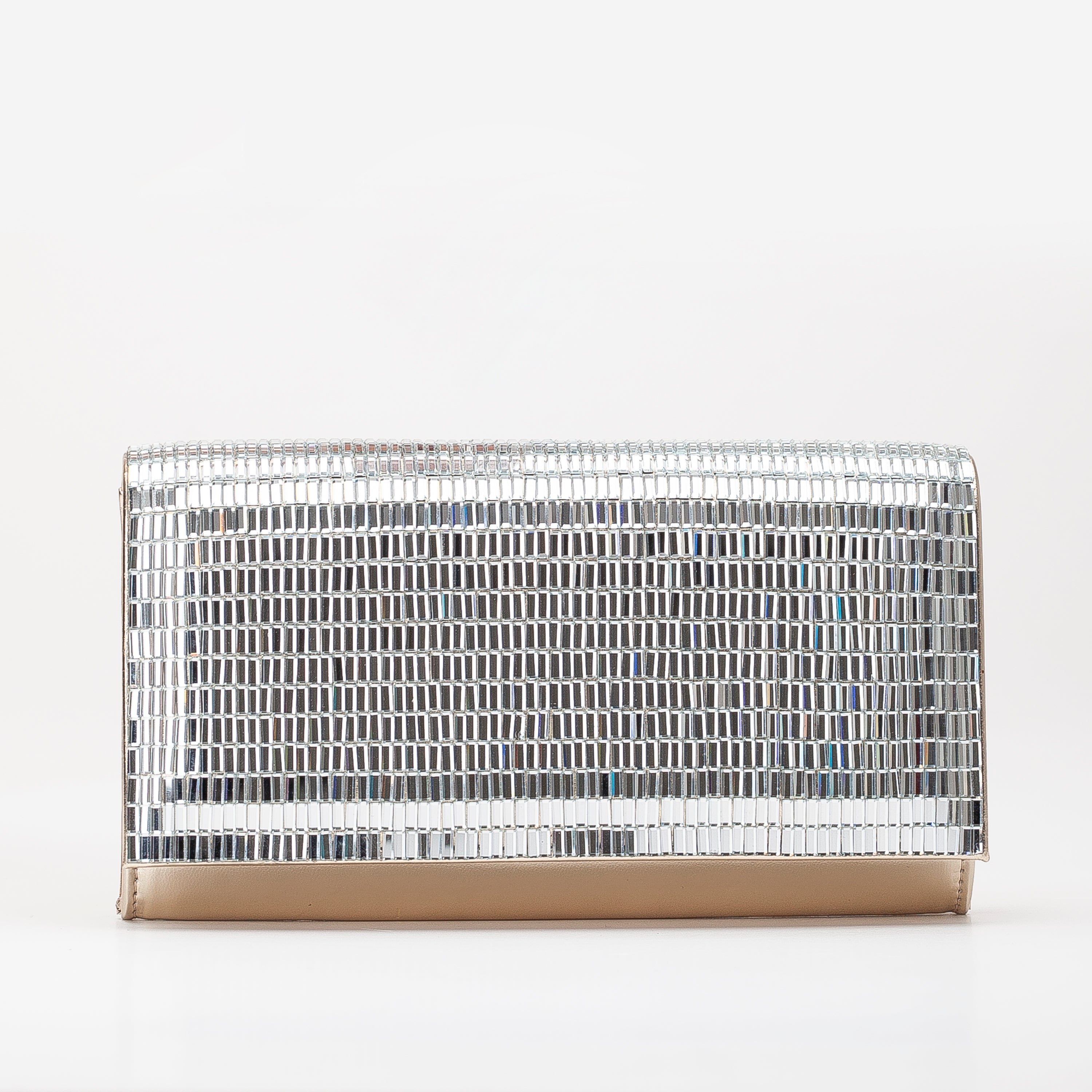 Lorena - Silver Vertical Sequin Clutch