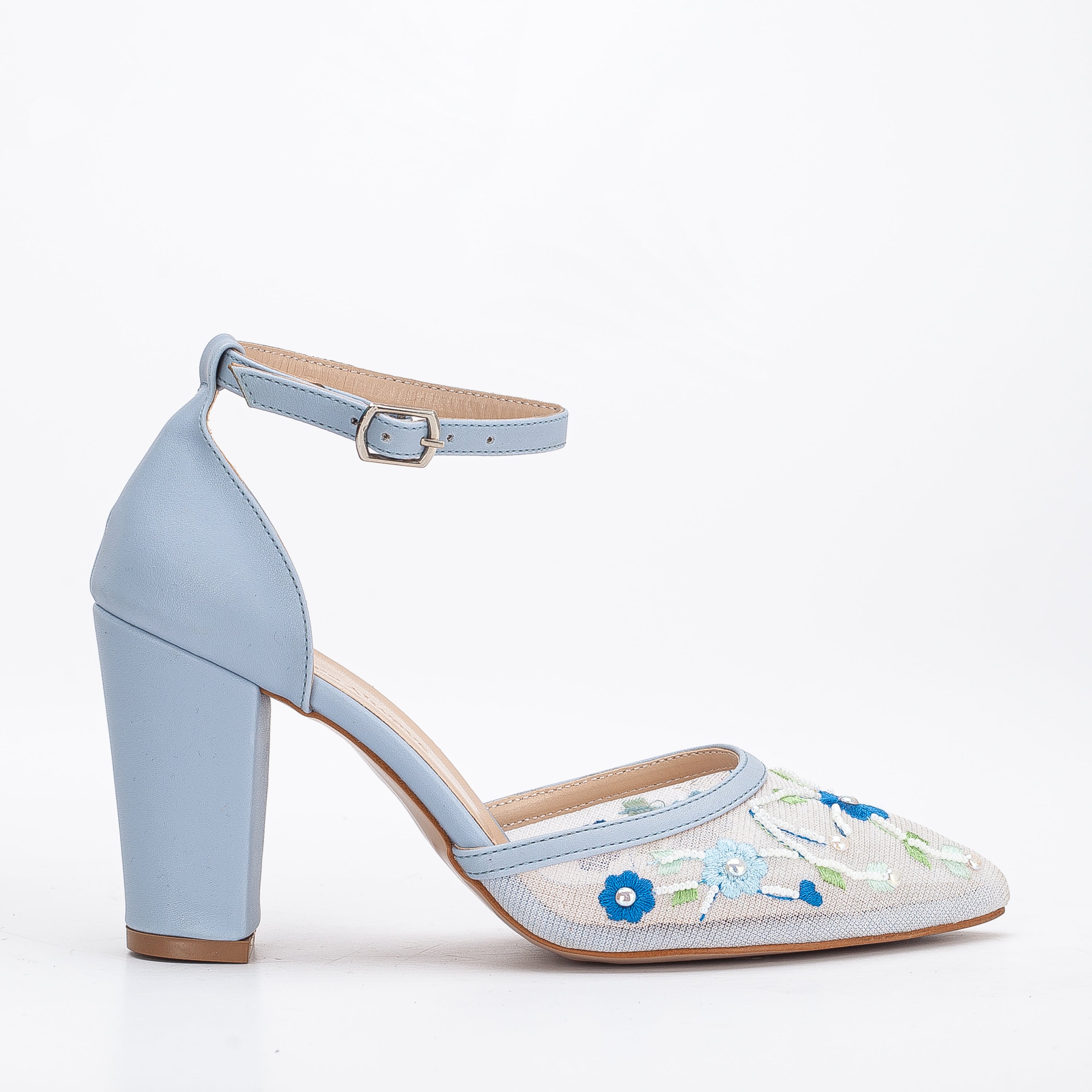 Blue embroidered shoes, Embroidered blue footwear, Blue floral embroidery shoes, Embellished blue shoes, Blue shoes with intricate embroidery, Embroidered blue flats, Blue pumps with embroidery, Blue high heels with delicate embroidery, Blue embroidered wedding shoes, Blue embroidered bridal shoes.