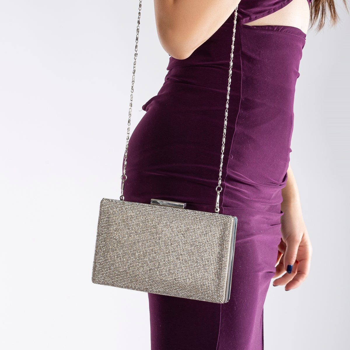 Clara - Grey Glitter Clutch