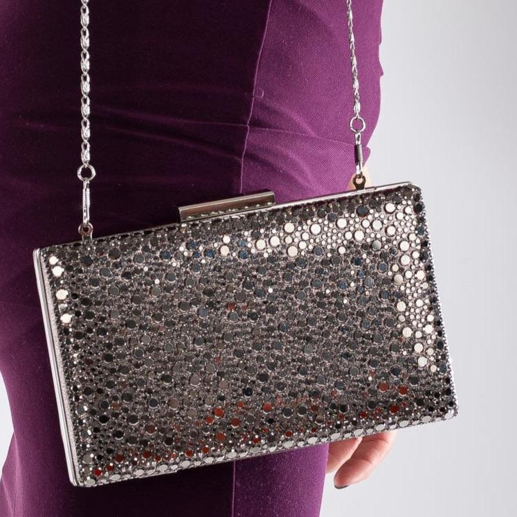 Clara - Gray Sequin Glitter Clutch