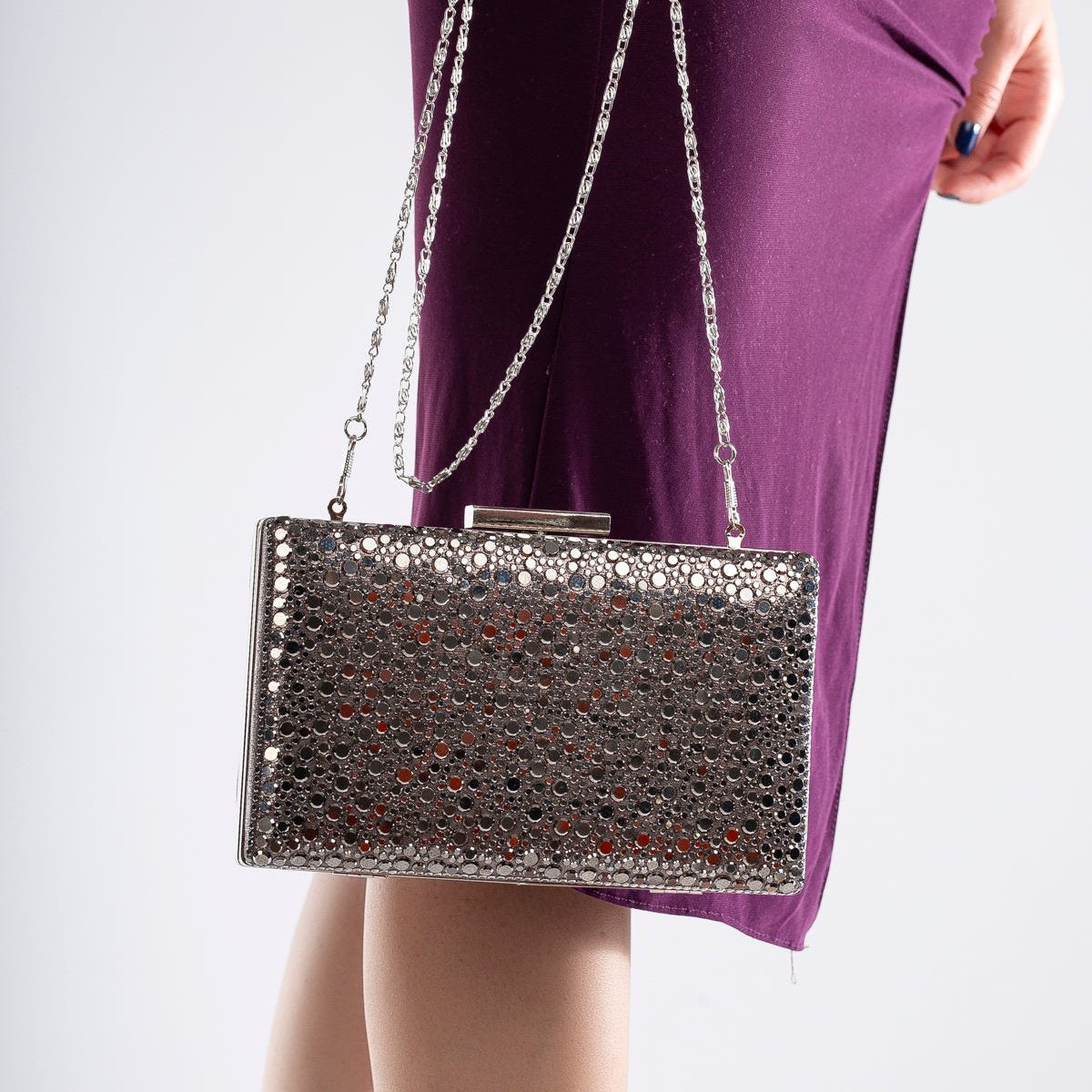 Clara - Gray Sequin Glitter Clutch