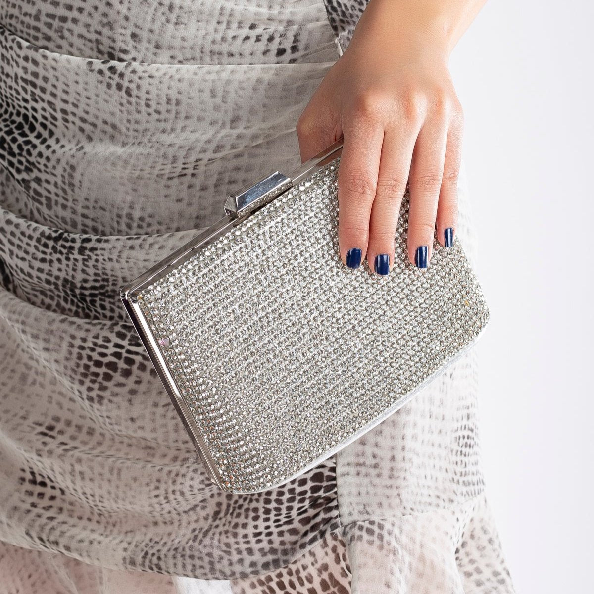 Marla - Silver Glitter Evening Clutch