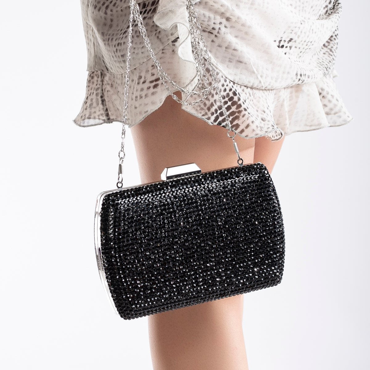 Francisca - Black Glitter Clutch