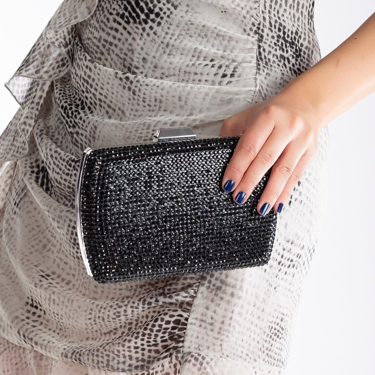 Francisca - Black Glitter Clutch