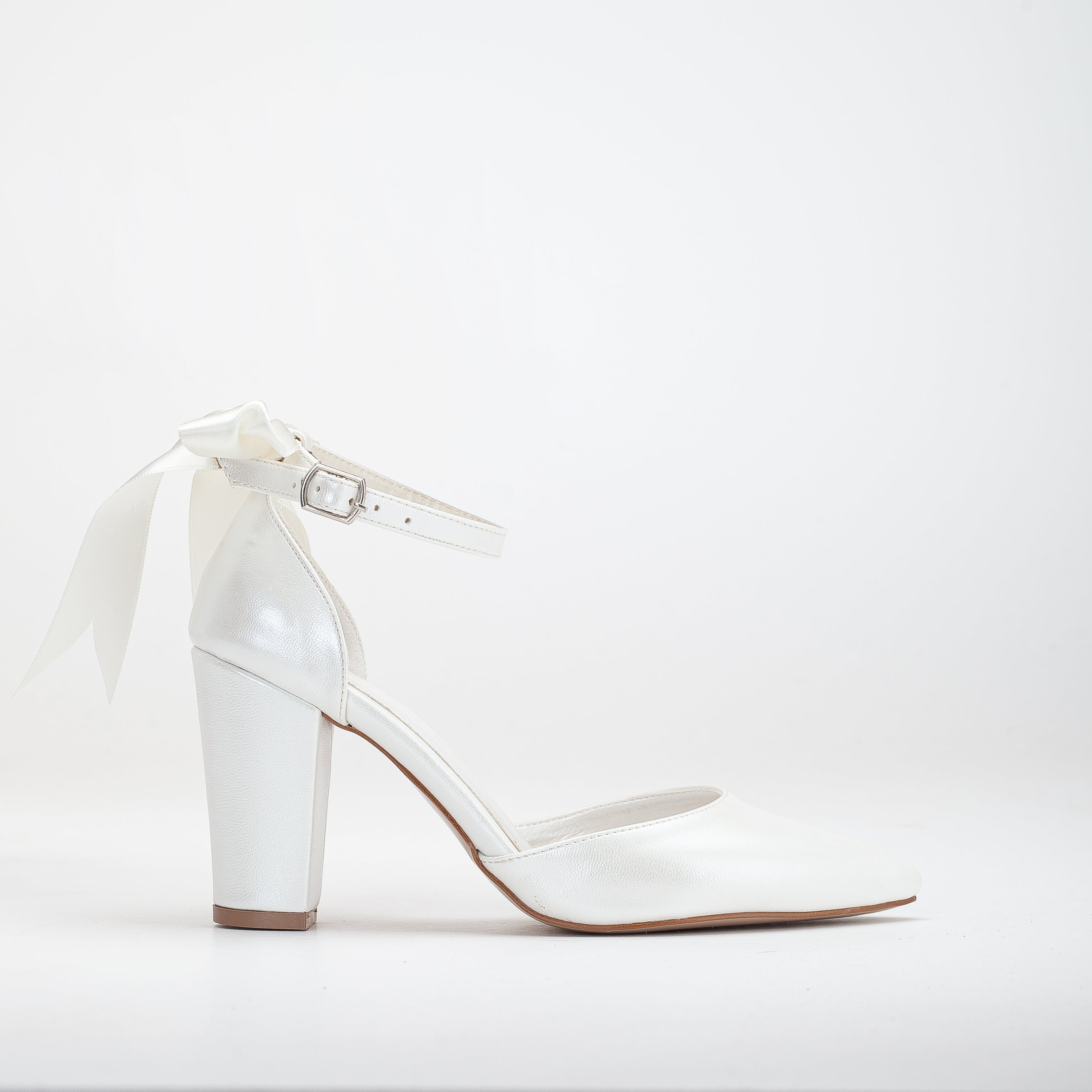 Marielle - Ivory Wedding Heels with Ribbon