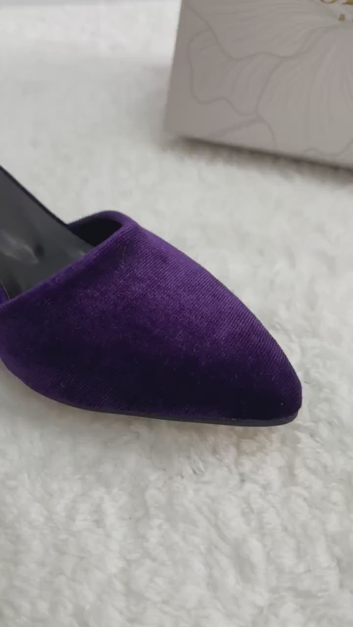Purple Velvet Heels, Purple Wedding Shoes, Purple Wedding Heels, Purple Velvet Shoes for Bride, Purple Bridal Shoe, Purple Velvet Block Heel