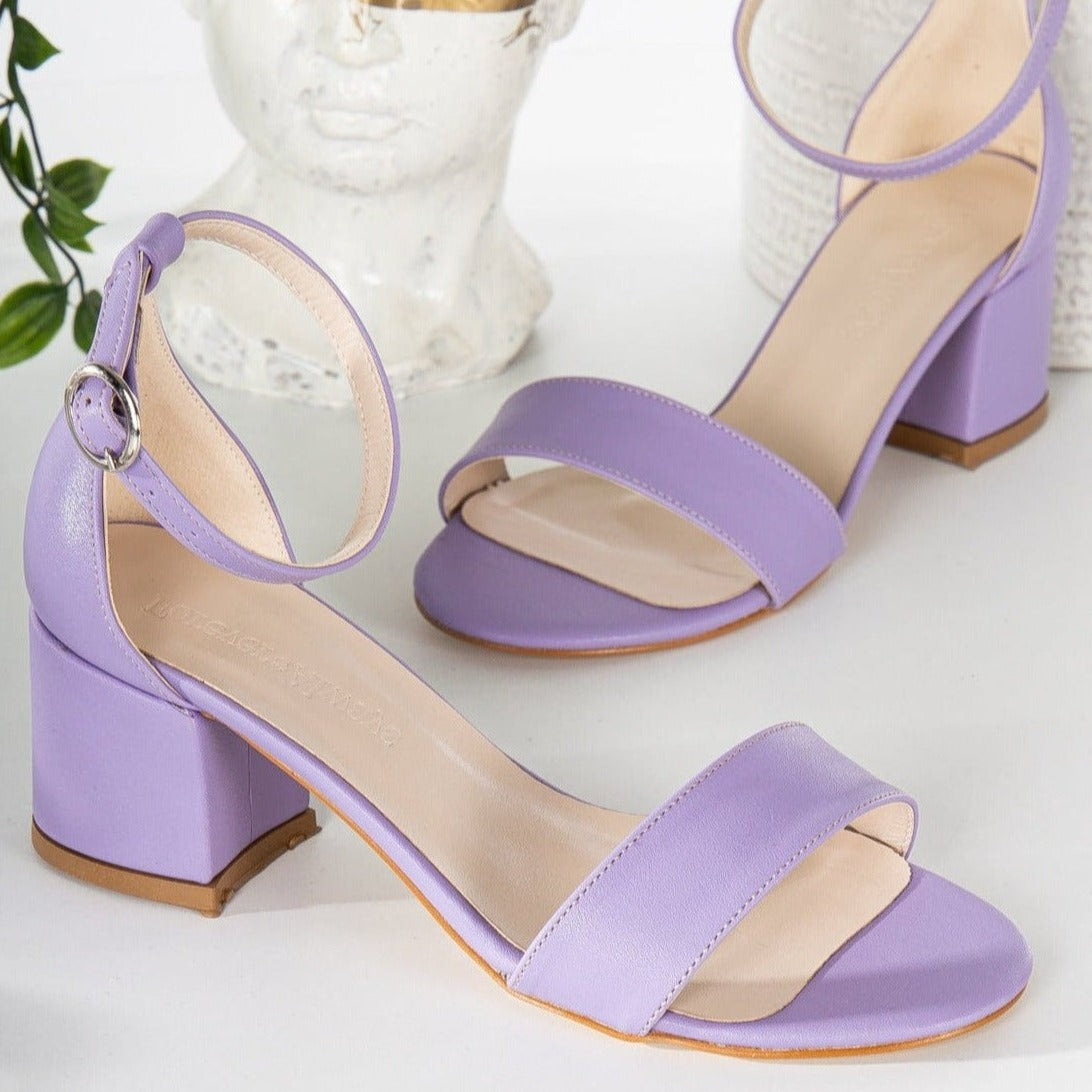 Lavender Block Heels, Lavender Open Toe Heels, Lavender Heels, Lavender Sandals