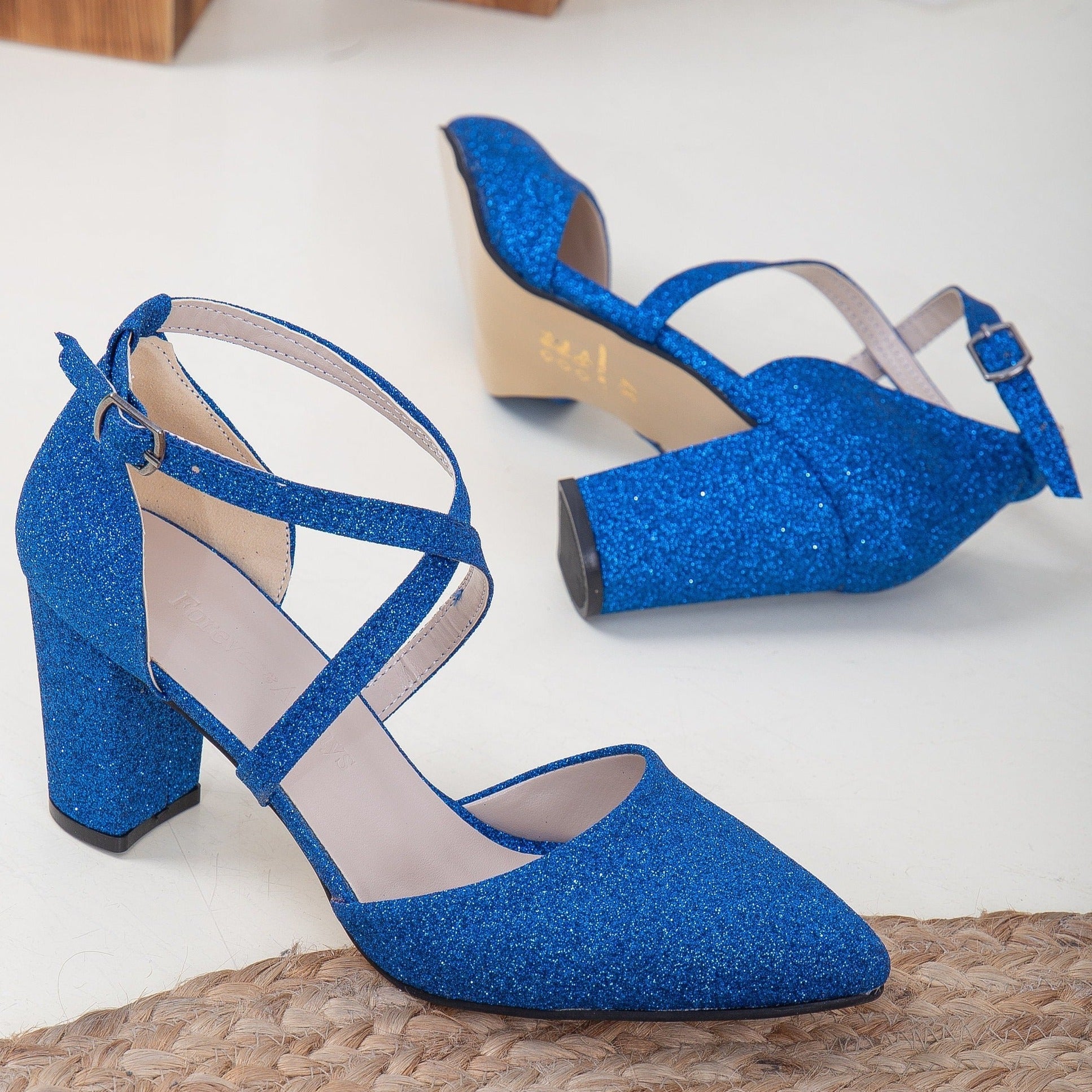 Bright Blue High Heels, Wedding Shoes, Blue Glitter Wedding Heels, Blue Glitter Heels, Bright Blue Wedding Shoes, Blue Glitter Bridal Shoes